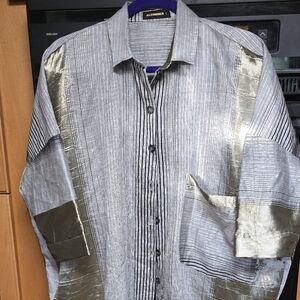 Alembika Metallic Striped Blouse Jacket Designer Unique Fabric